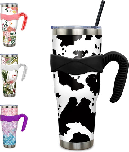 Lunabuddy™ 40 oz Tumbler with Handle and Straw 40oz Blue Purple Butterfly
