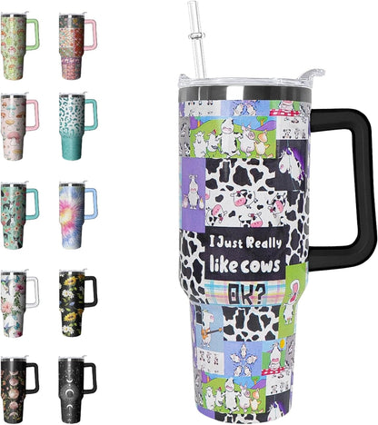 Lunabuddy™ 40 oz Tumbler with Handle and Straw Leak Proof Tumbler 40