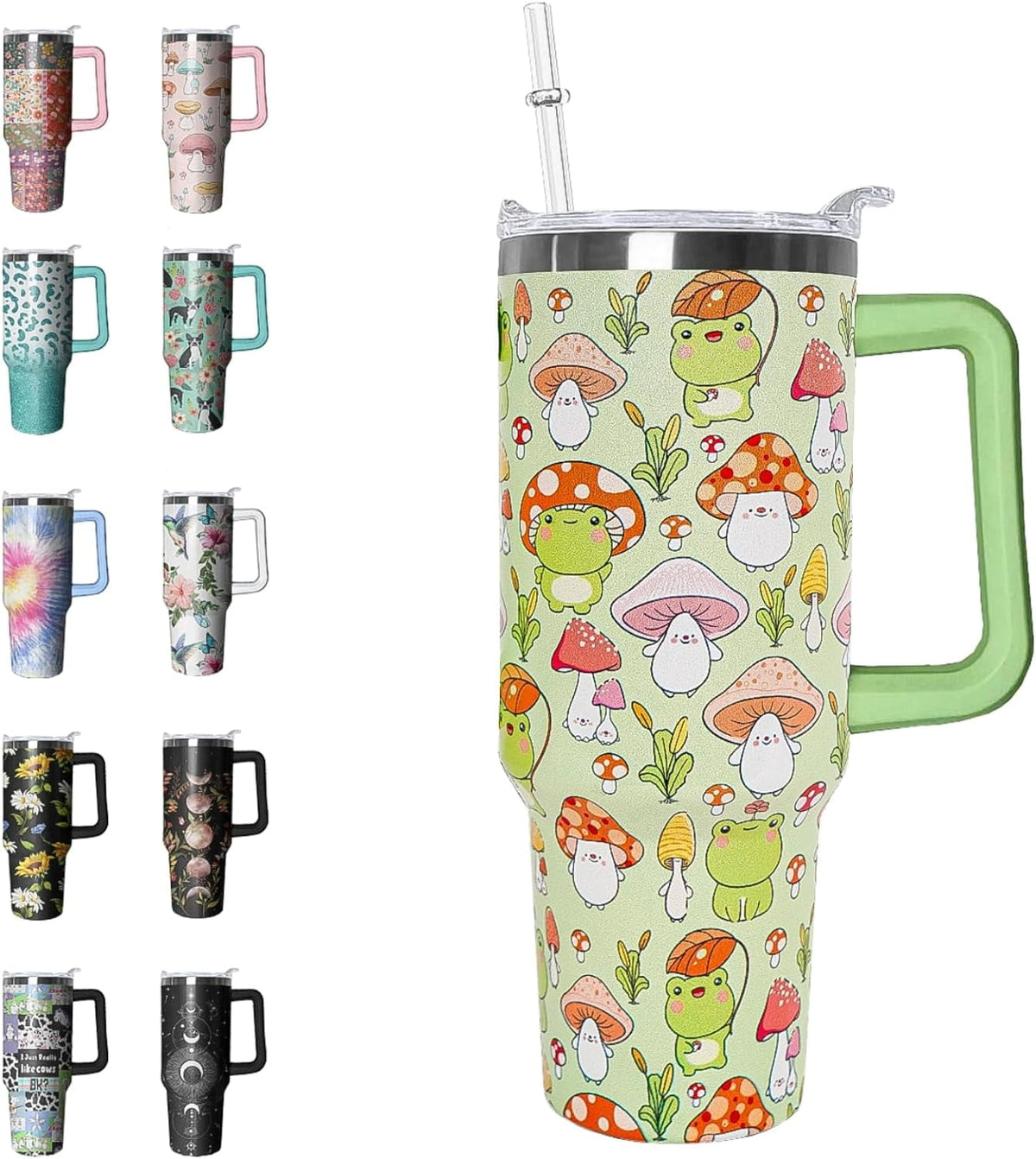 Lunabuddy™ 40 oz Tumbler with Handle and Straw Leak Proof Tumbler 40