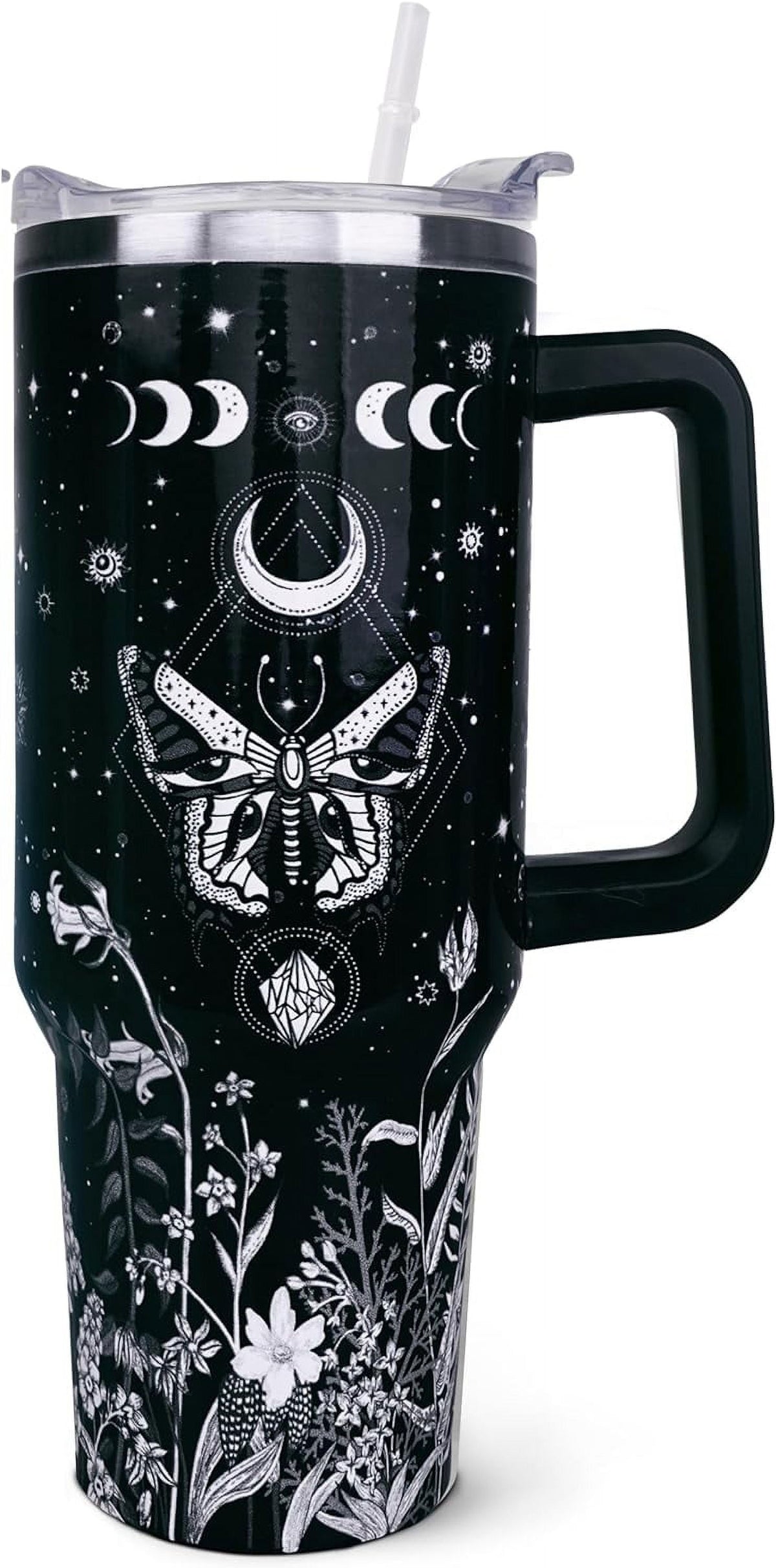 Lunabuddy™ 40 oz Tumbler with Handle and Straw, Highland Cow Tumbler