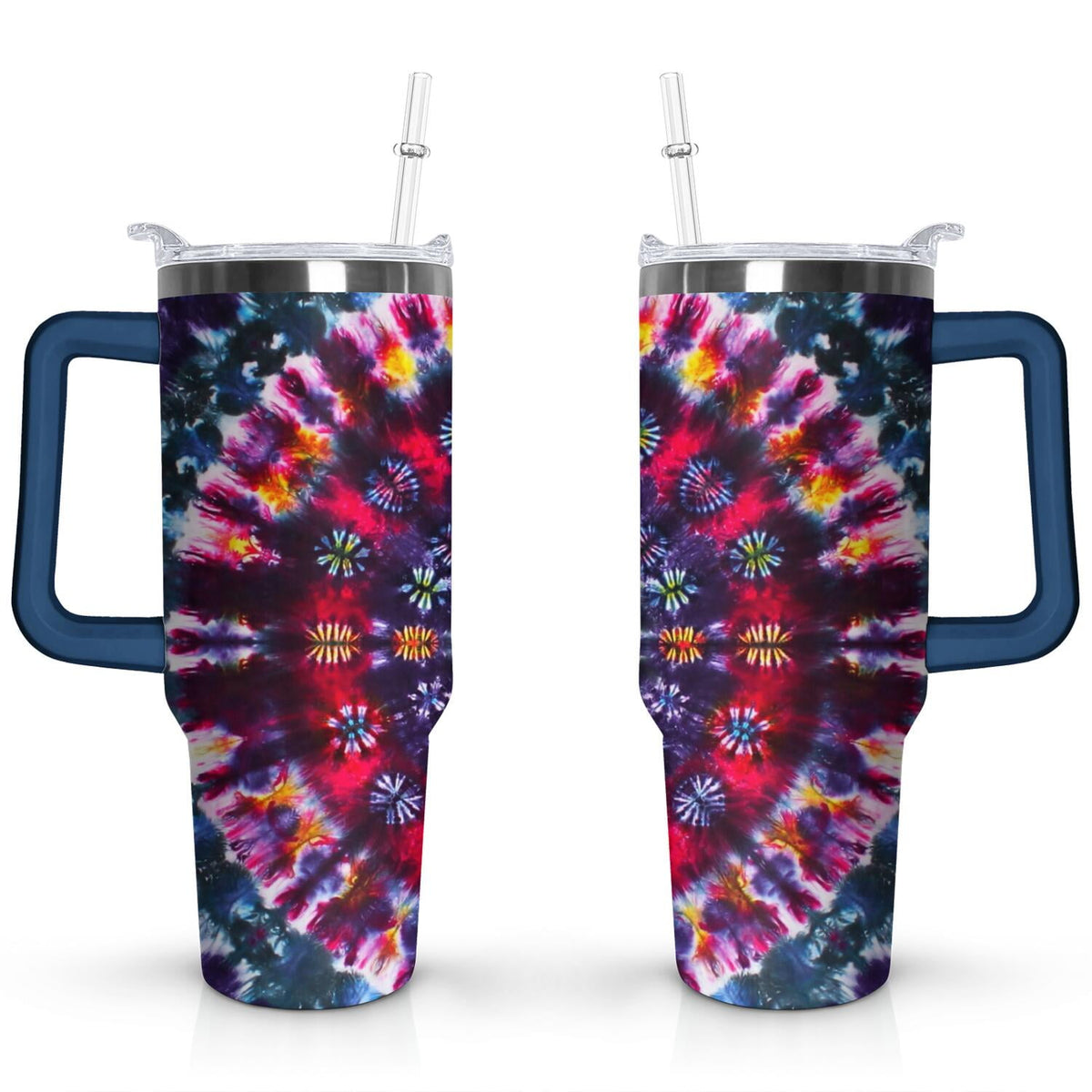 Lunabuddy™ 40oz Boho Tie Dye Stainless Steel Flip Straw Tumbler Spill Proof