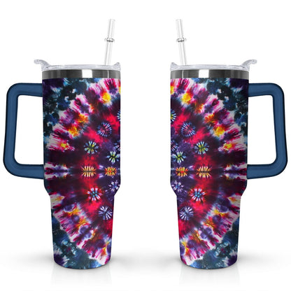 Lunabuddy™ 40oz Boho Tie Dye Stainless Steel Flip Straw Tumbler Spill Proof