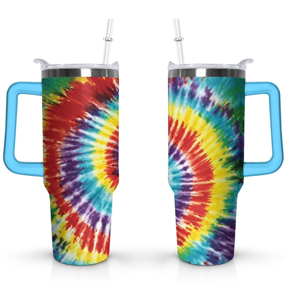 Lunabuddy™ 40oz Boho Tie Dye Stainless Steel Flip Straw Tumbler Spill Proof
