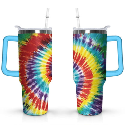Lunabuddy™ 40oz Boho Tie Dye Stainless Steel Flip Straw Tumbler Spill Proof