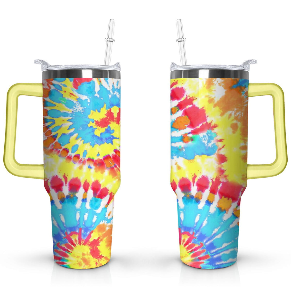 Lunabuddy™ 40oz Boho Tie Dye Stainless Steel Flip Straw Tumbler Spill Proof