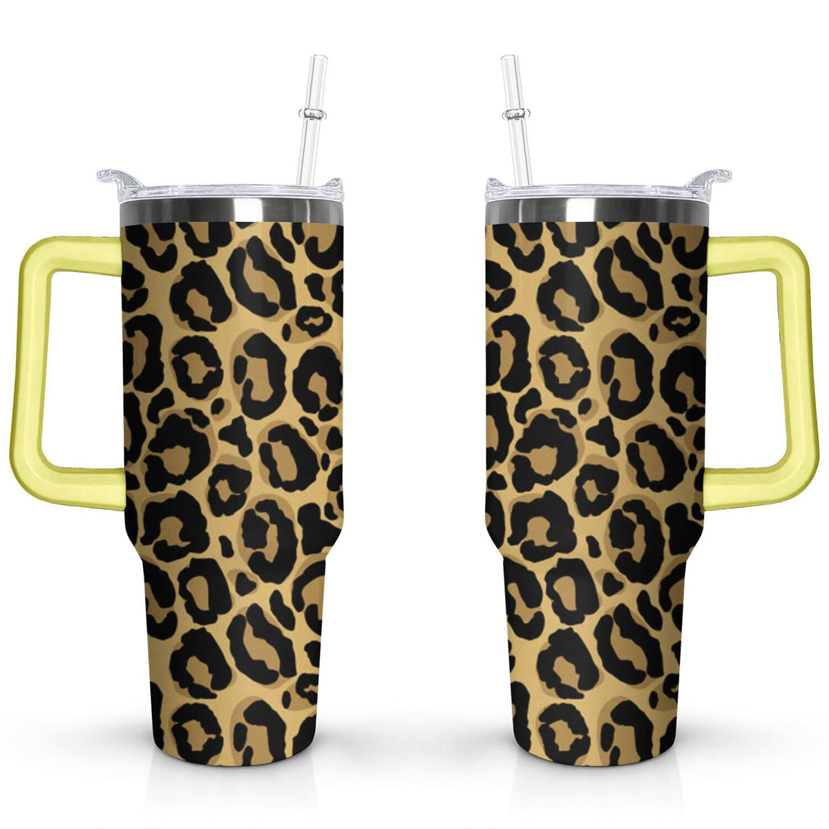 Lunabuddy™ 40oz Fashion Leopard Pattern Stainless Steel Flip Straw Tumbler Spill Proof