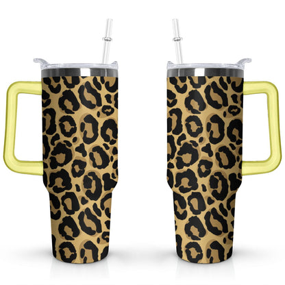 Lunabuddy™ 40oz Fashion Leopard Pattern Stainless Steel Flip Straw Tumbler Spill Proof