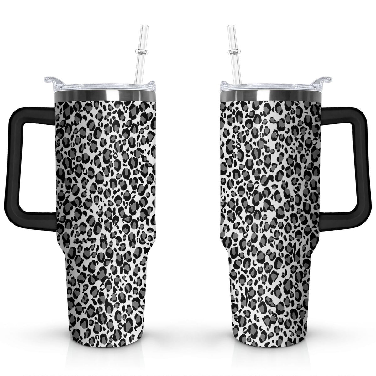 Lunabuddy™ 40oz Fashion Leopard Pattern Stainless Steel Flip Straw Tumbler Spill Proof