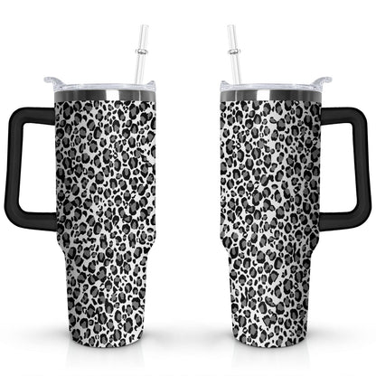 Lunabuddy™ 40oz Fashion Leopard Pattern Stainless Steel Flip Straw Tumbler Spill Proof