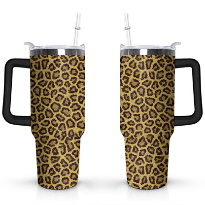 Lunabuddy™ 40oz Fashion Leopard Pattern Stainless Steel Flip Straw Tumbler Spill Proof