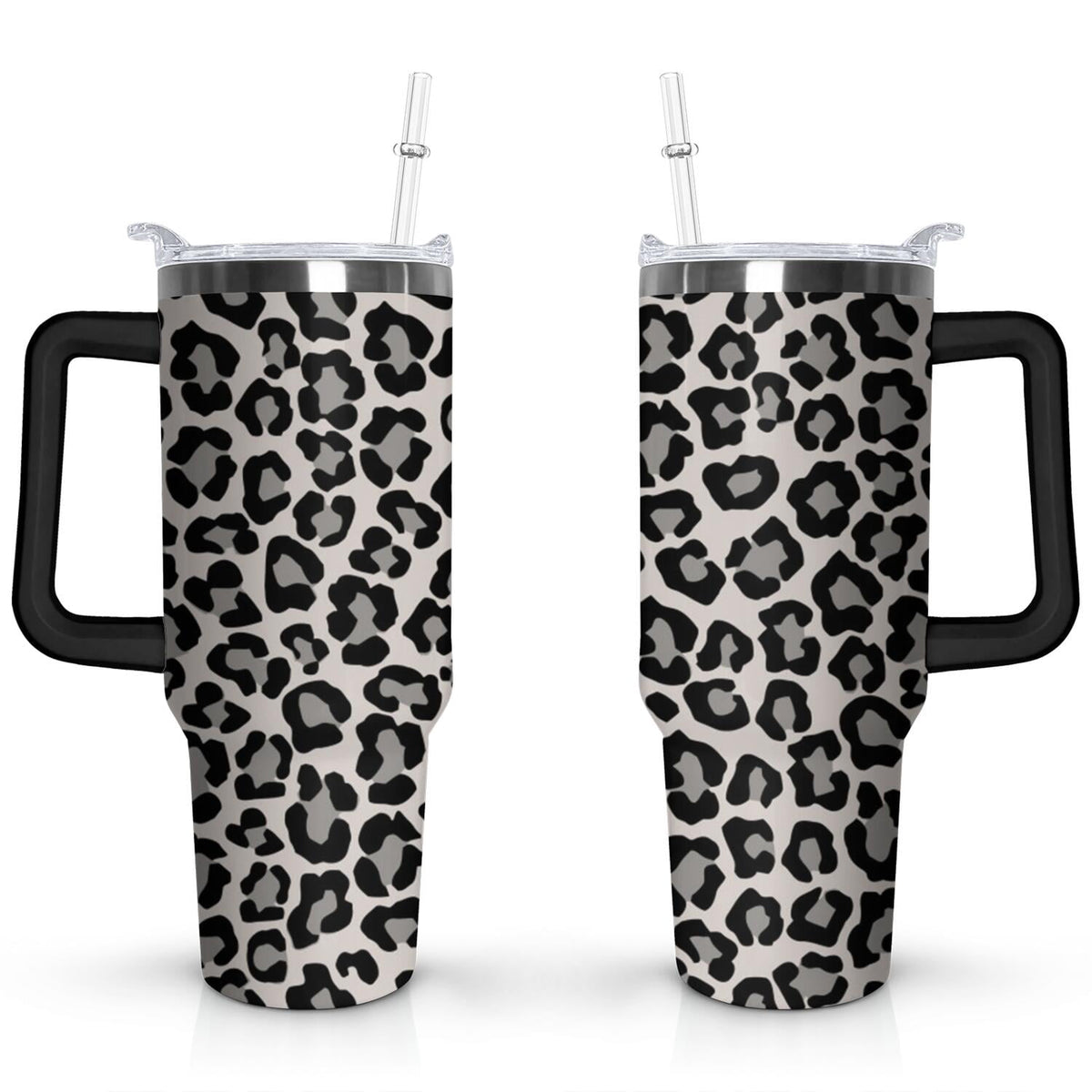 Lunabuddy™ 40oz Fashion Leopard Pattern Stainless Steel Flip Straw Tumbler Spill Proof
