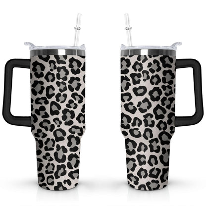 Lunabuddy™ 40oz Fashion Leopard Pattern Stainless Steel Flip Straw Tumbler Spill Proof