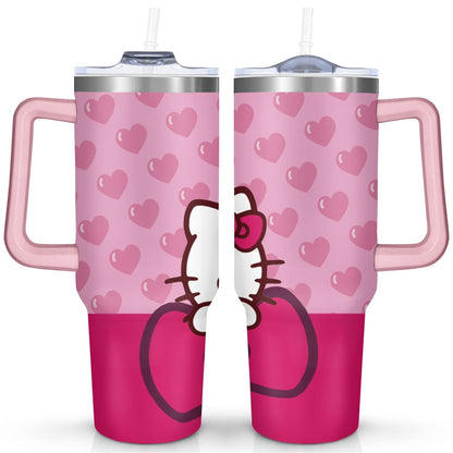 Lunabuddy™ 40oz Hello Kawaii Cat Cute Stainless Steel Tumbler with Lid
