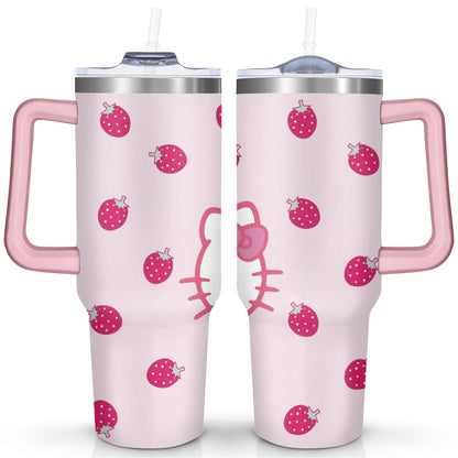 Lunabuddy™ 40oz Hello Kawaii Cat Cute Stainless Steel Tumbler with Lid