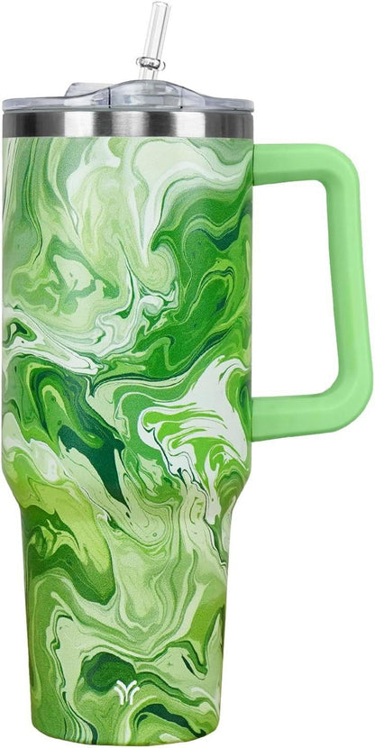 Lunabuddy™ 40oz Tumbler with Handle and Straw Lid | Vacuum Insulated Leak