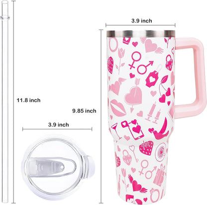 Lunabuddy™ 40oz Easter Bunny Tumbler with Handle and Straw, Rabbit Stainless Steel
