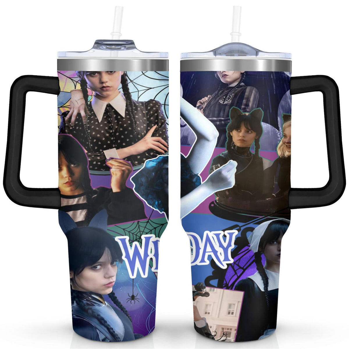 Lunabuddy™ 40oz Wednesday Girl Stainless Steel Tumbler with Lid and Straw,Wednesday Stuff