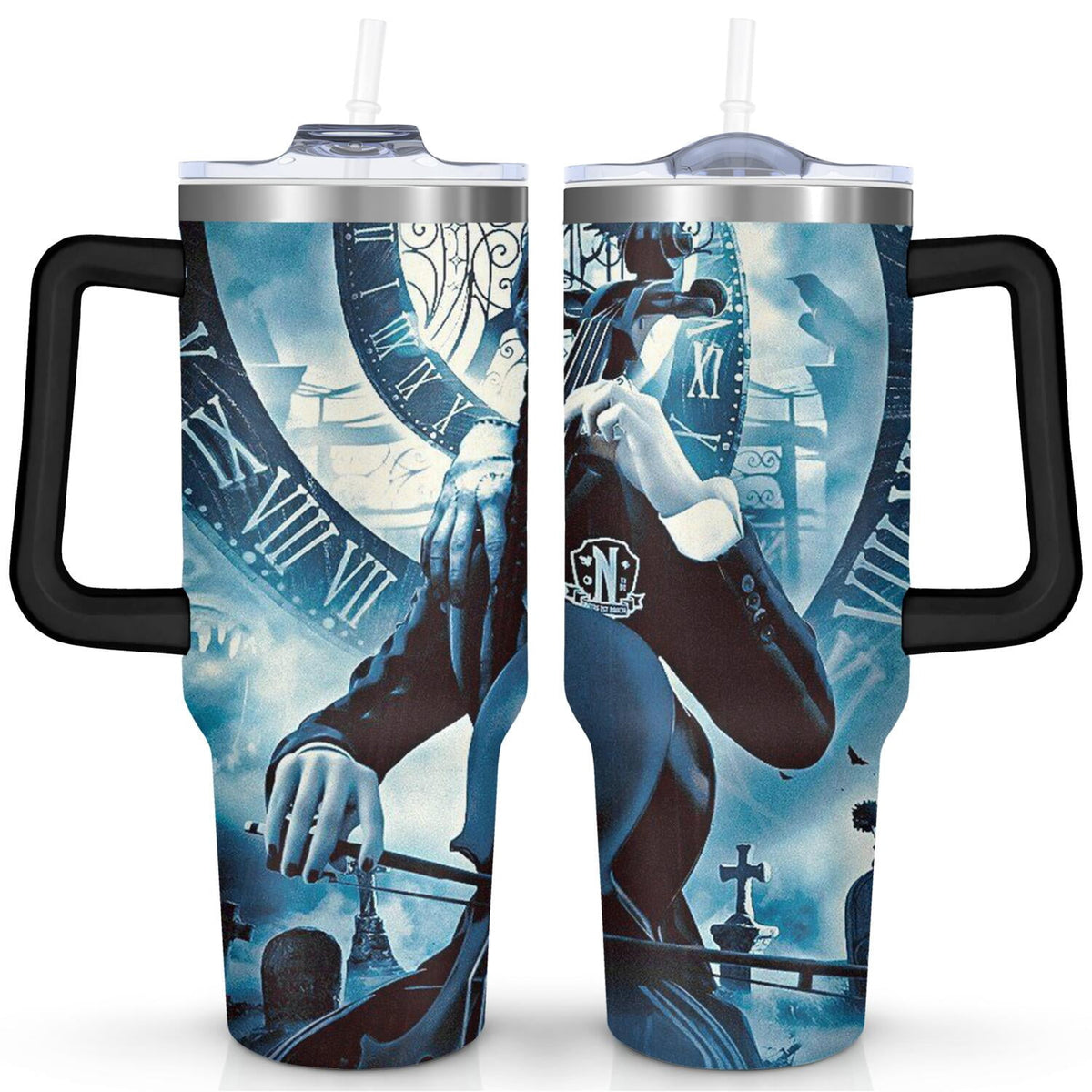 Lunabuddy™ 40oz Wednesday Girl Stainless Steel Tumbler with Lid and Straw,Wednesday Stuff