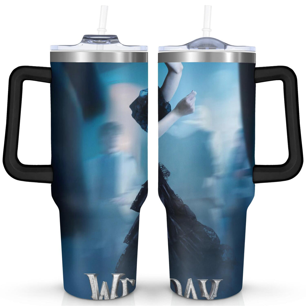 Lunabuddy™ 40oz Wednesday Girl Stainless Steel Tumbler with Lid and Straw,Wednesday Stuff