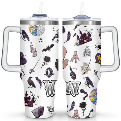 Lunabuddy™ 40oz Wednesday Girl Stainless Steel Tumbler with Lid and Straw,Wednesday Stuff