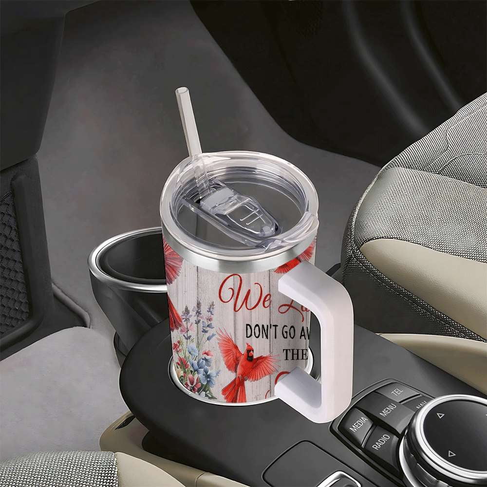 Lunabuddy™ Cardinal Insulated Tumbler with Lid and Straw, Stainless Steel Travel Mug with Handle, Floral Rustic Cardinal Cup, Double Wall Hot Cold Drink Tumbler, Gift for Women & Nature Lovers