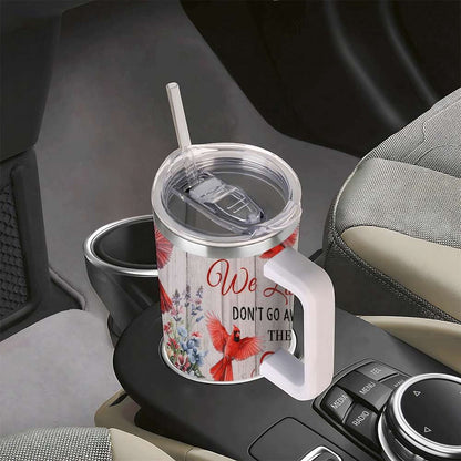 Lunabuddy™ Cardinal Insulated Tumbler with Lid and Straw, Stainless Steel Travel Mug with Handle, Floral Rustic Cardinal Cup, Double Wall Hot Cold Drink Tumbler, Gift for Women & Nature Lovers