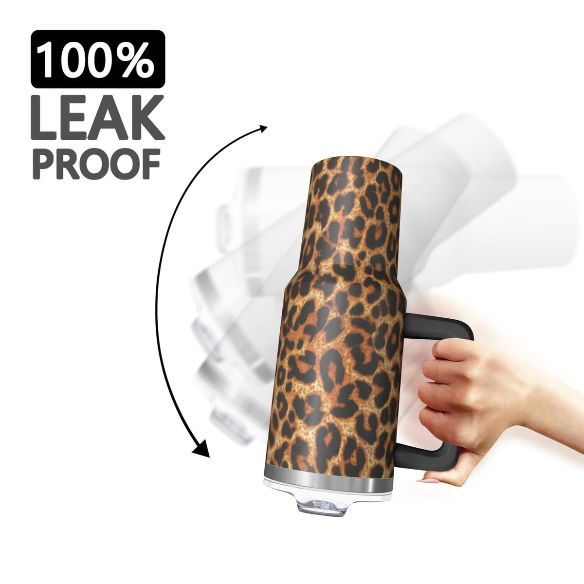 Lunabuddy™ Leopard Print 40oz Tumbler with Handle and Straw, Large Capacity Travel Cup for Hot & Cold Drinks, Double Walled Vacuum Insulated Cup,Birthday Gifts for Women Girls
