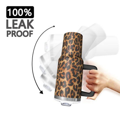 Lunabuddy™ Leopard Print 40oz Tumbler with Handle and Straw, Large Capacity Travel Cup for Hot & Cold Drinks, Double Walled Vacuum Insulated Cup,Birthday Gifts for Women Girls