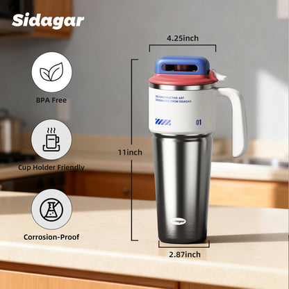 Lunabuddy™ 32 oz Stainless Steel Vacuum Insulated Tumbler with Straw and Handle, Arctic White