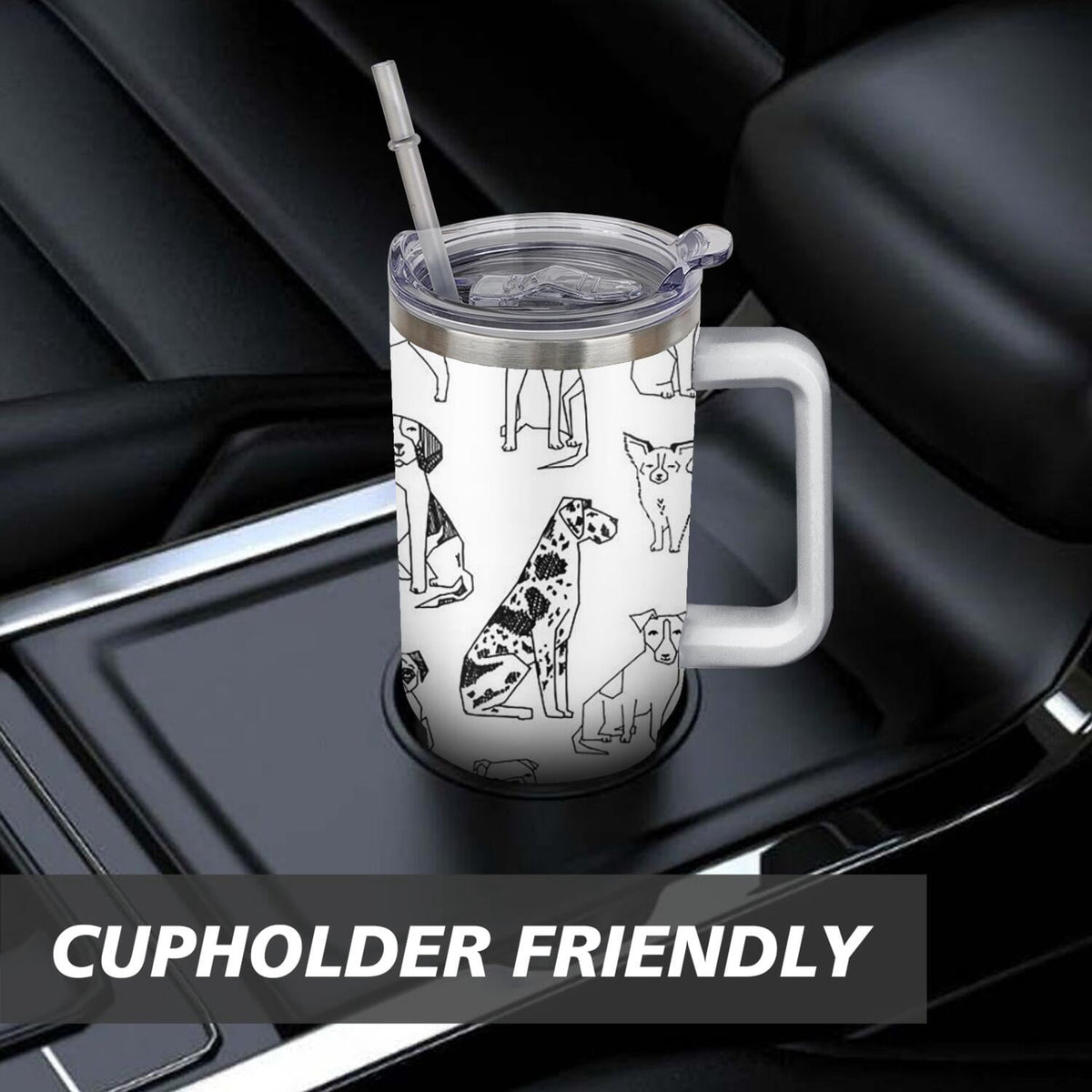 Lunabuddy™ Gift for Dog Lovers Cute Dog Tumbler for Women - 40oz Dog Tumblers with Handle Straw and Lid Tumbler Cup Travel Coffee Mug
