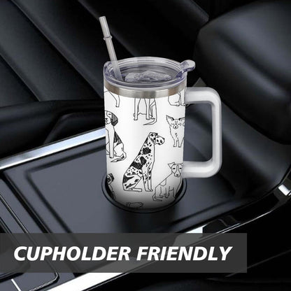 Lunabuddy™ Gift for Dog Lovers Cute Dog Tumbler for Women - 40oz Dog Tumblers with Handle Straw and Lid Tumbler Cup Travel Coffee Mug