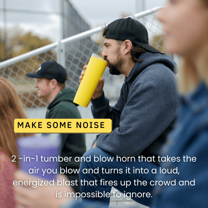 Lunabuddy™ Loud Cup 23 oz Tumbler + Stadium Horn with Slide-Close Lid (Royal Purple) - Double-WallCup Reusable Water Bottle Coffee Travel Mug - Worlds Loudest Cup for Game Day