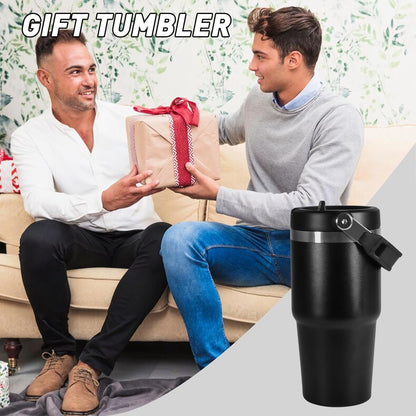 Lunabuddy™ WarmH 20 oz Tumbler with Handle,Insulated Tumbler with Lid and Flip Straw Leak Proof Double Wall Stainless Steel Vacuum Travel Coffee Mug Insulated Water Bottle Thermal Cup, Cupholder Friendly, Black