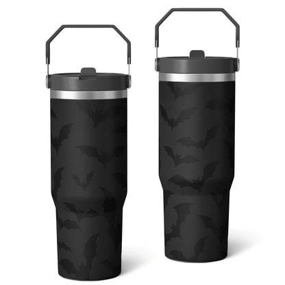 Lunabuddy™ 1pc Halloween Bat 30oz Tumbler with Straw & Handle - Insulated Stainless Steel Cup | Holiday Gift for Man Women (Christmas, Valentine's, Birthday)