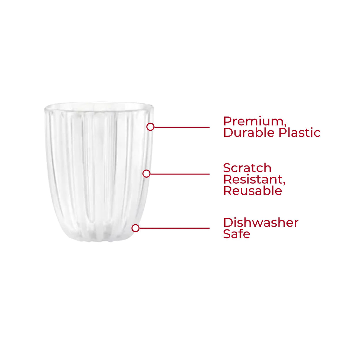 Lunabuddy™ GUZZINI Dolcevita 12oz Low Tumblers (Set of 6) Mother of Pearl - 100% Recycled Plastic - Unbreakable, Reusable, BPA-Free, Iced Coffee, Smoothie, Water - Stackable Cup for Kids, Home & Kitchen