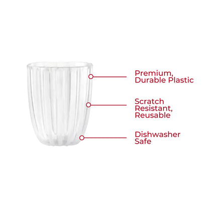 Lunabuddy™ GUZZINI Dolcevita 12oz Low Tumblers (Set of 6) Mother of Pearl - 100% Recycled Plastic - Unbreakable, Reusable, BPA-Free, Iced Coffee, Smoothie, Water - Stackable Cup for Kids, Home & Kitchen
