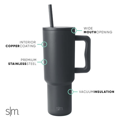 Lunabuddy™ 40 fl oz Insulated Stainless Steel Trek Tumbler with Straw Lid | Graphite