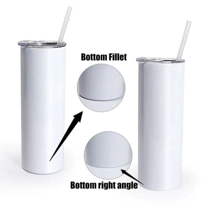 Lunabuddy™ 20oz FLAT EDGE bottom completely straight Blank gloss white sublimation tumbler