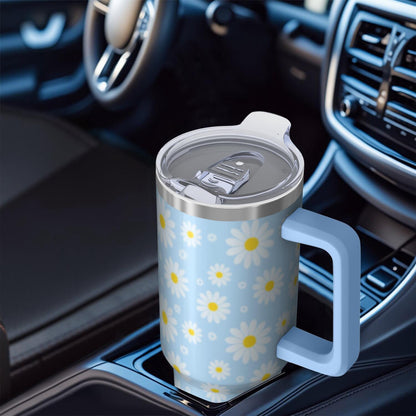 Lunabuddy™ 1pc daisy 40oz Tumbler with Straw & Handle - Insulated Stainless Steel Cup | Holiday Gift for Man Women (Christmas, Valentine's, Birthday)