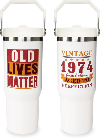 Lunabuddy™ Football Lover Gift 30 oz Flip Straw Tumbler with Top Handle