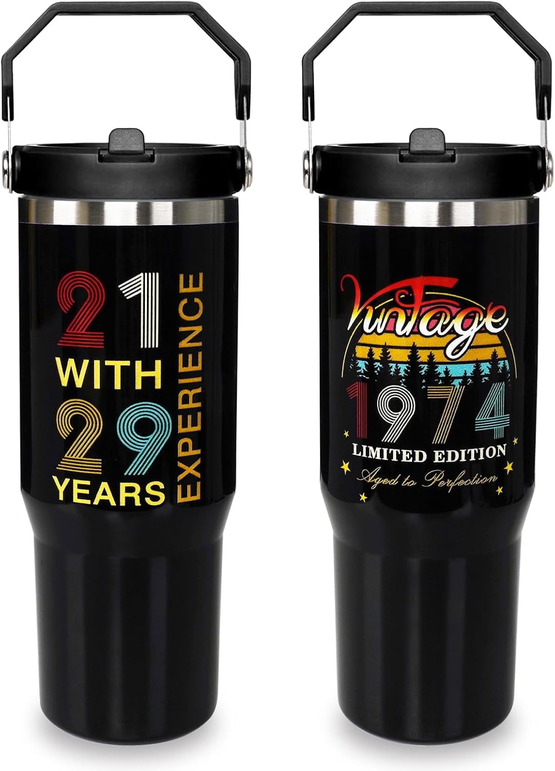 Lunabuddy™ Football Lover Gift 30 oz Flip Straw Tumbler with Top Handle