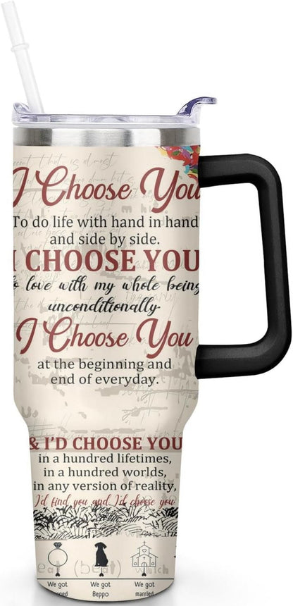 Lunabuddy™ 40 Oz Couples Tumbler with Handle and Straw, Anniversary Couple Insulated Couples Mugs, Couples Engagement Gift Cup for Couples, Valentine Couple Coffee Mugs Engagement Gifts for Couples
