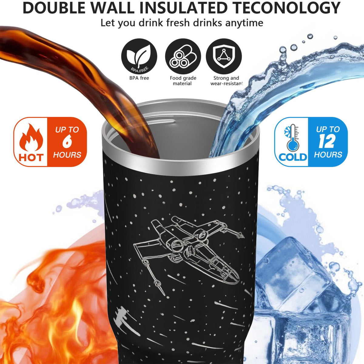 Lunabuddy™ 1pc Movie 30oz Tumbler with Straw & Handle - Insulated Stainless Steel Cup | Holiday Gift for Man Women (Christmas, Valentine's, Birthday)