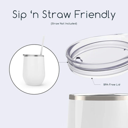 Lunabuddy™ Maars Bev Stainless Steel Stemless Wine Glass Tumbler with Lid, Vacuum Insulated 12 oz Cup | Spill Proof, Travel Friendly, Fun Cocktail Drinkware - 2 Pack Seafoam Blue