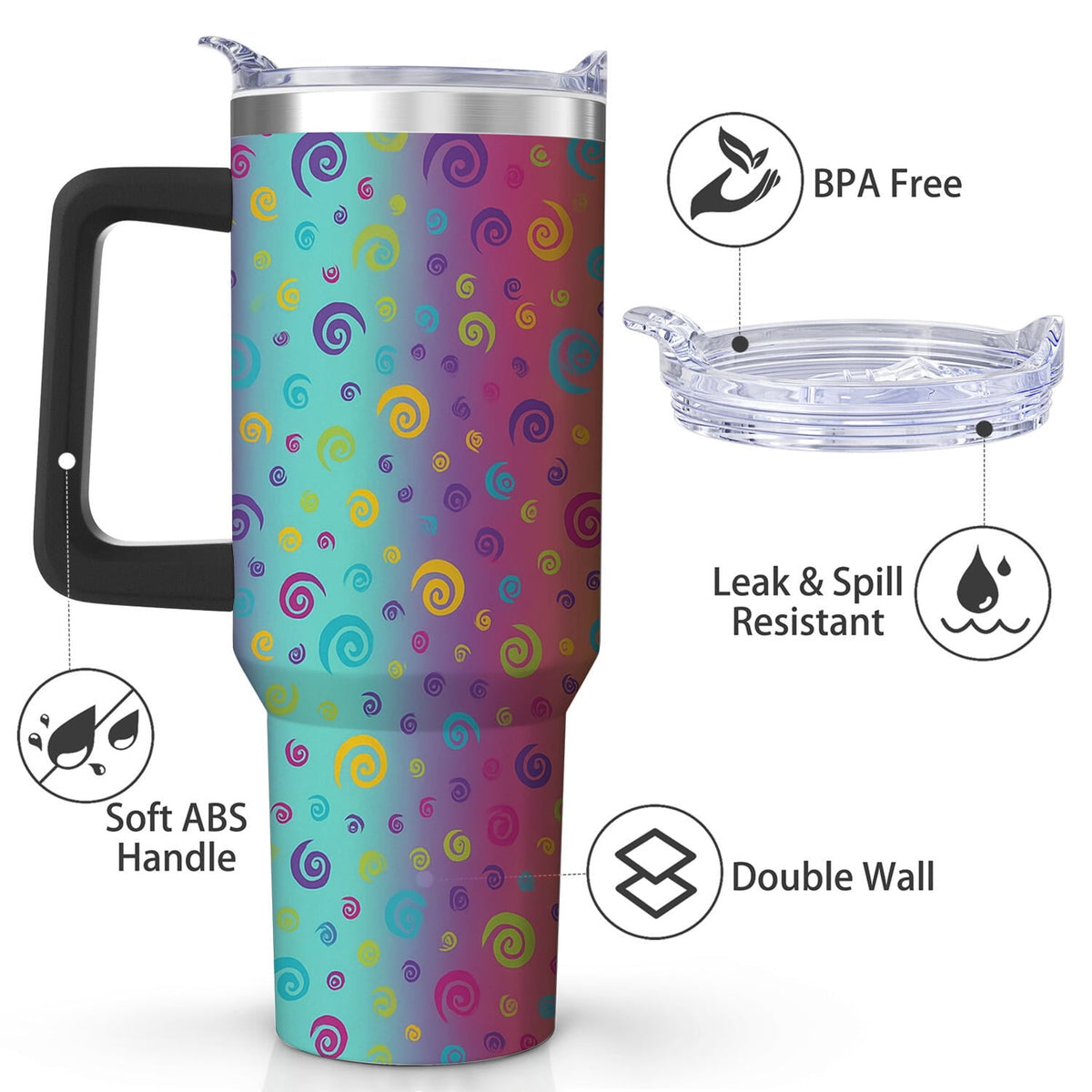 Lunabuddy™ Colorful Spiral Gradient Stainless Steel Tumbler, 30oz