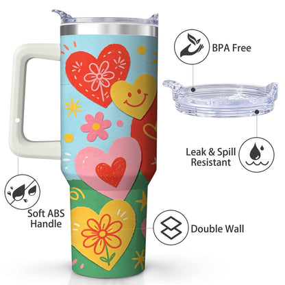 Lunabuddy™ Colorful Heart Love Mom Stainless Steel Tumbler, 30oz