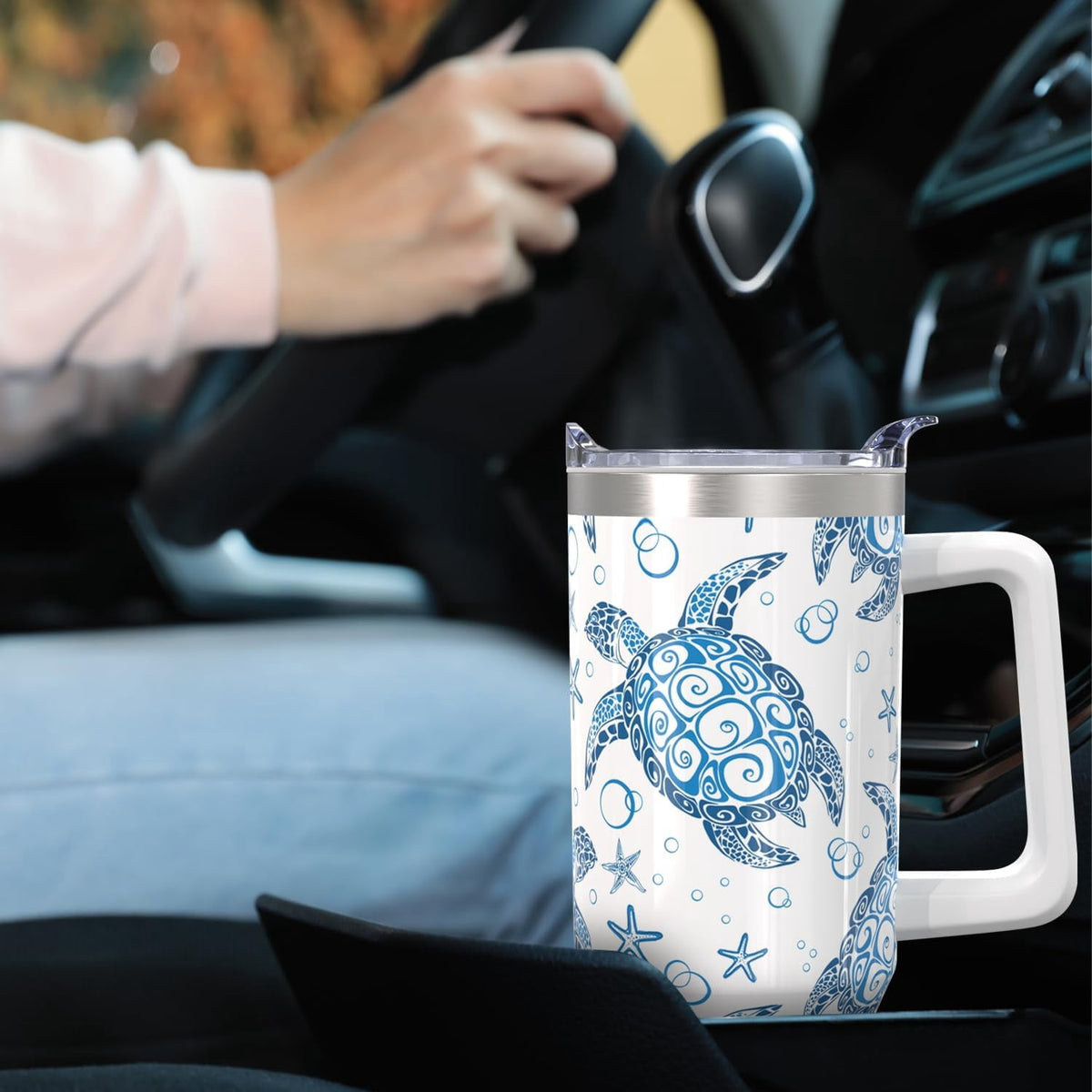 Lunabuddy™ 30oz Stainless Steel Sea Turtle Tumbler with Lid and Straw - Ocean Insulated Turtle Cup for Women''s Gifts