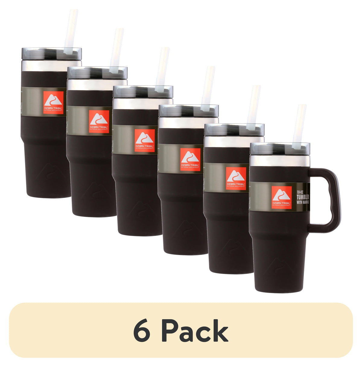 Lunabuddy™ (6 pack) Ozark Trail 18 oz Stainless Steel Insulated Tumbler with Handle, Black