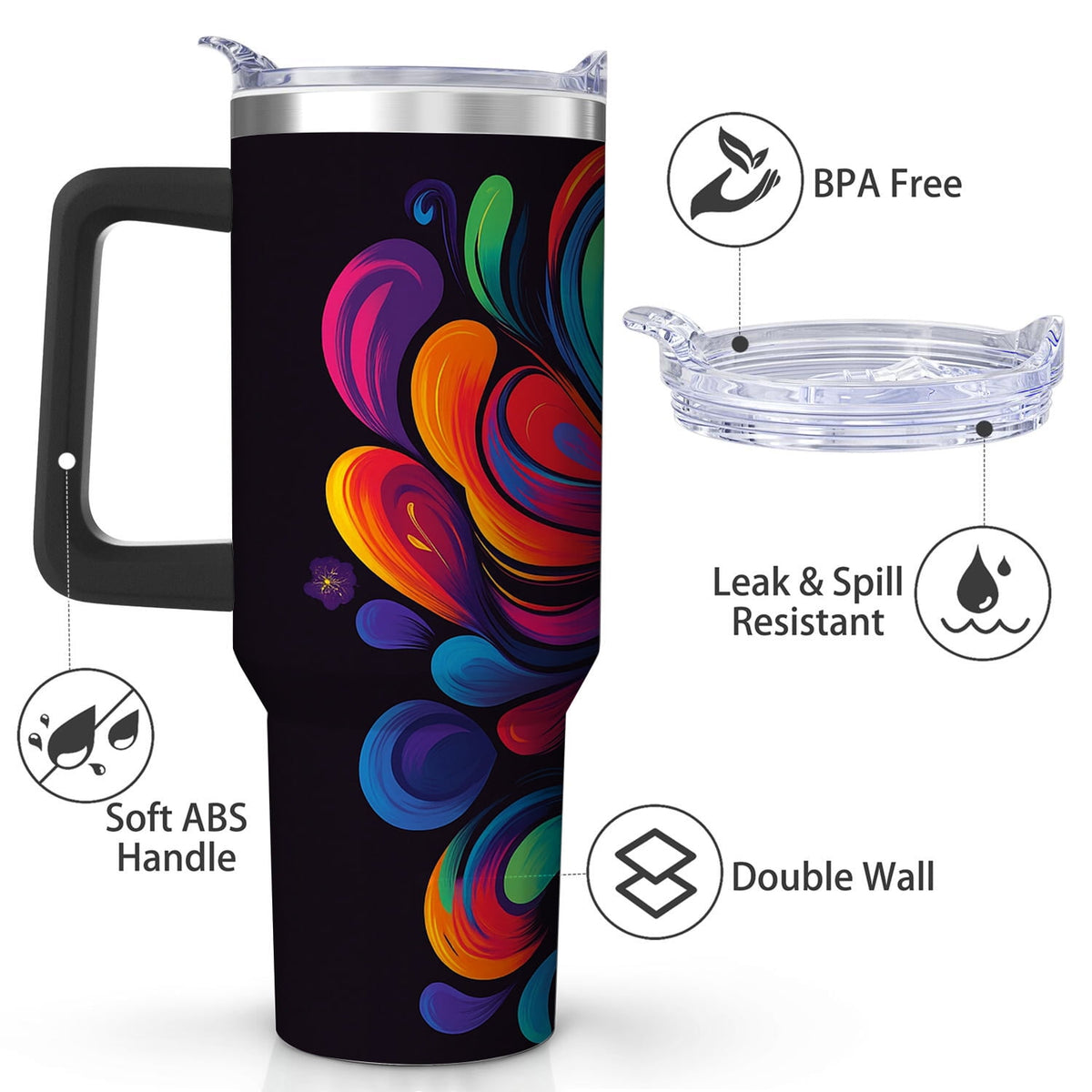 Lunabuddy™ Vibrant Abstract Swirl Stainless Steel Tumbler, 30oz