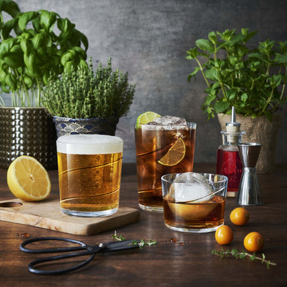 Lunabuddy™ Bormioli Rocco Bodega Swirl Rum Glasses - Set of 12, 7.25 Oz. Spiral Design Tumblers with Secure Edge Technology for Enhanced Durability, Shock Resistant - Made in Italy, Dishwasher Safe